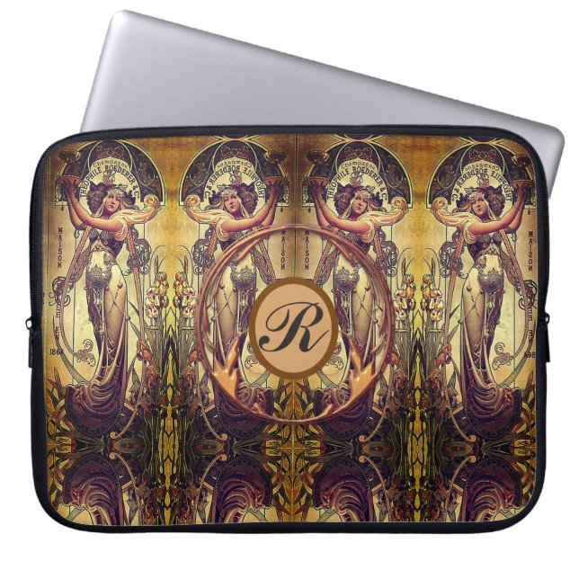 Capa Para Notebook Anúncio elegante da mulher Art nouveau (Frente)