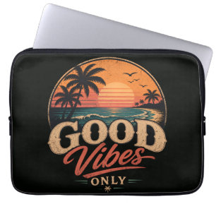 Capa Para Notebook Apenas Boas Vibrações Design Retro Pôr do Sol