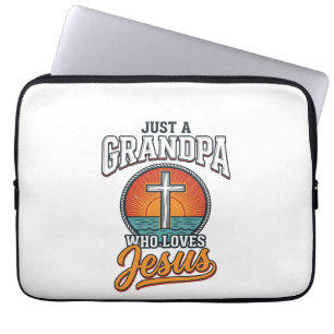 Capa Para Notebook Apenas um avô que ama Jesus Camisa Vintage Cruz