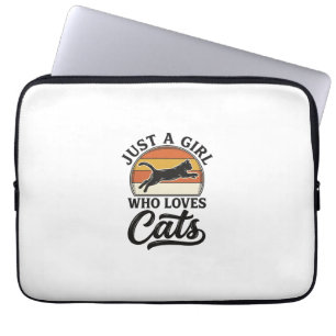 Capa Para Notebook Apenas uma Garota que Ama Gatos Desenho Retro Vint