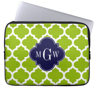 Capa Para Notebook Apple Green Wt Marroquino #5 Marinho 3 Monograma I