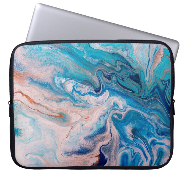 Capa Para Notebook Aproximação do mármore branco e azul-abstrato (Frente)