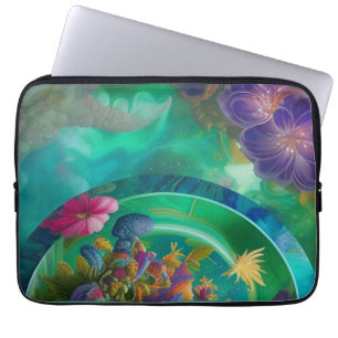 Capa Para Notebook Aqua Floral Abstrato subwater Garden