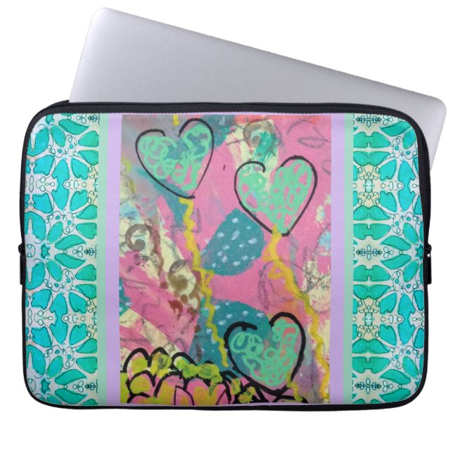 Capa Para Notebook Aqua Hearts (Frente)