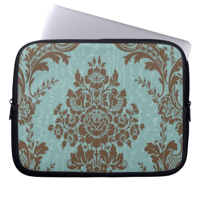 Capa Para Notebook Aqua Sienna Damask (Frente)