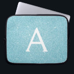Capa Para Notebook Aqua Teal Blue Glitter e Sparkle Monograma<br><div class="desc">Glitter Azul Azul Aqua e Minúsculo Elegante Esmagador. Esse caso pode ser personalizado para incluir seu nome inicial e próprio.</div>
