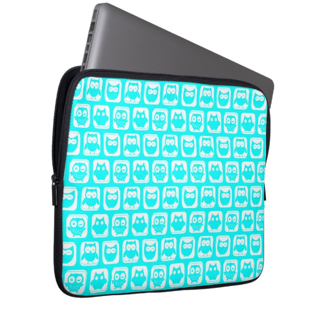 Capa Para Notebook Aqua Whimsical Owl Pattern (Frente Esquerda)