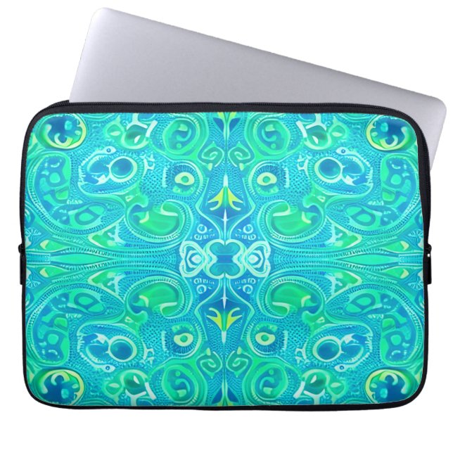 Capa Para Notebook Aquamarine Arabesque Bohemian Pattern (Frente)