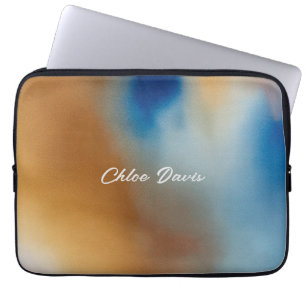 Capa Para Notebook Aquarela Azul De Onda Personalizada