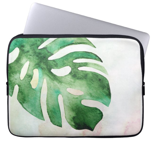 Capa Para Notebook Aquarela de Folha de Montstera (Frente)