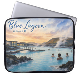 Capa Para Notebook Aquarela do banho termal Blue Lagoon Islândia 