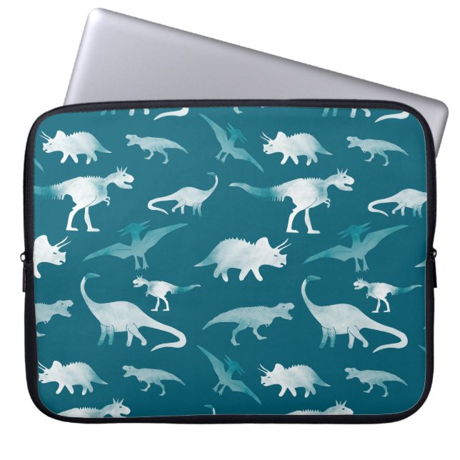 Capa Para Notebook Aquarela do Dinossauro: Padrão Têxtil (Frente)