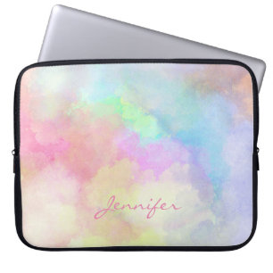 Capa Para Notebook Aquarela em Pastel Suave com Monograma