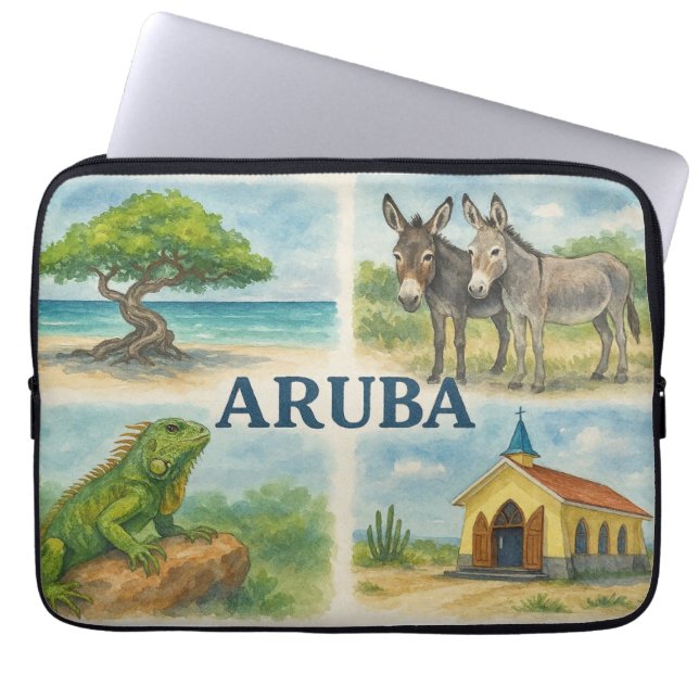 Capa Para Notebook Aquarela multiview de Aruba (Frente)