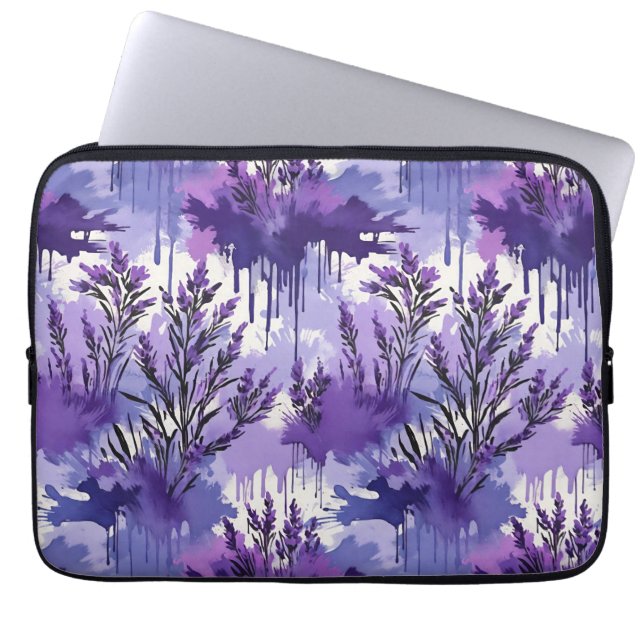 Capa Para Notebook Aquarela Roxa com Flores (Frente)