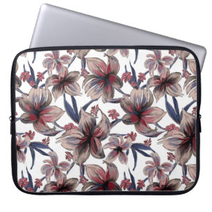 Capa Para Notebook Aquarelas Crimson Floral em Branco