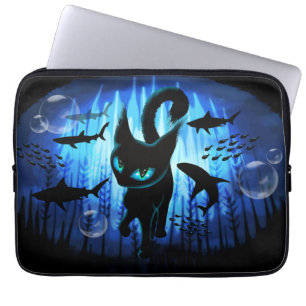 Capa Para Notebook Aquático - Gato Surreal na Fantasia do Oceano Prof