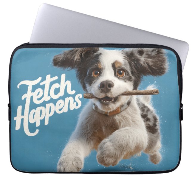 Capa Para Notebook Ar de Médio de puppy adorável em funcionamento com (Frente)