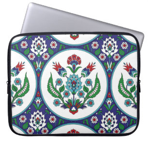Capa Para Notebook Arábica turca, flores de tulipa, padrão perfeito.