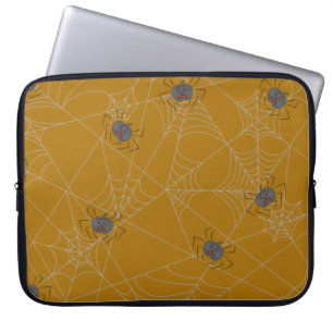 Capa Para Notebook Aranhas do Dia das Bruxas e abóboras