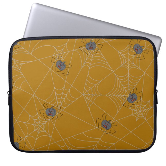 Capa Para Notebook Aranhas do Dia das Bruxas e abóboras (Frente)