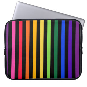 Capa Para Notebook Arco-íris e listras pretas