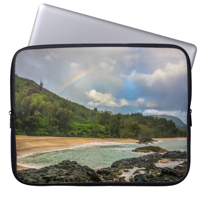Capa Para Notebook Arco-íris em Lumaha'i Beach, Kauai, Havaí, Wetcase (Frente)