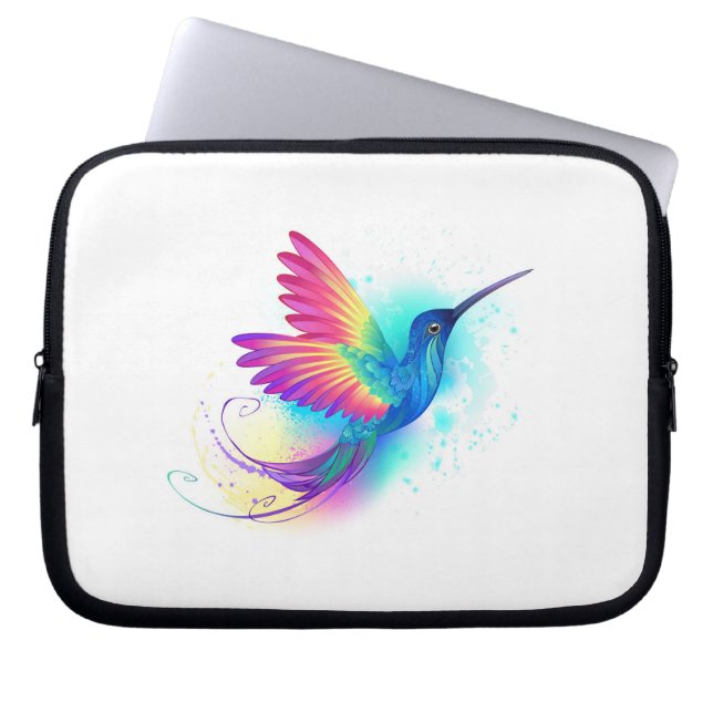Capa Para Notebook Arco-Íris Exótico Hummingbird (Frente)