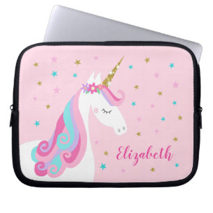Capa Para Notebook Arco-Íris Unicórnio Mágico, cor-de-rosa