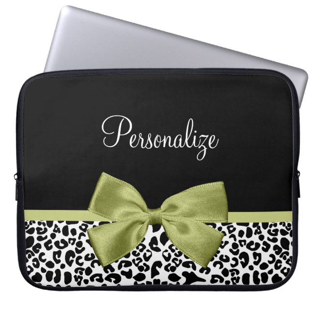 Capa Para Notebook Arco Verde Primavera de Impressão Leopardo bonito  (Frente)