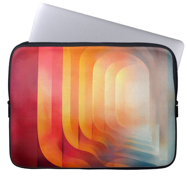 Capa Para Notebook Arcos Retro Glow – Abstracção de Meados do Século (Frente)