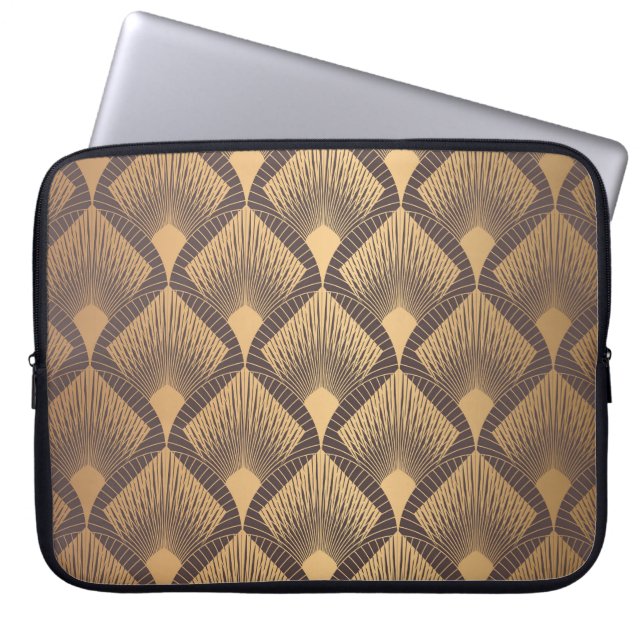 Capa Para Notebook Art Deco Glamor: Escalas de Ouros. (Frente)