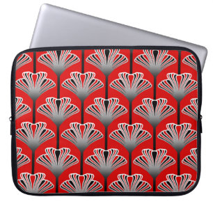 Capa Para Notebook Art Deco Lily, Deep Red e Cinzas / Cinzas