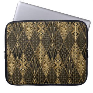 Capa Para Notebook Art Deco Pattern. Serralheiro preto sem costura e