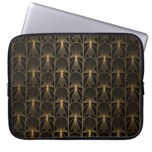 Capa Para Notebook Art Deco Pattern. Serralheiro preto sem costura e