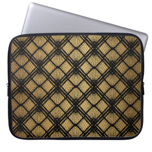 Capa Para Notebook Art Deco Pattern. Serralheiro preto sem costura e