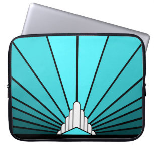 Capa Para Notebook Art deco sun em aqua Eletrônicos Bag