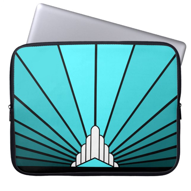 Capa Para Notebook Art deco sun em aqua Eletrônicos Bag (Frente)