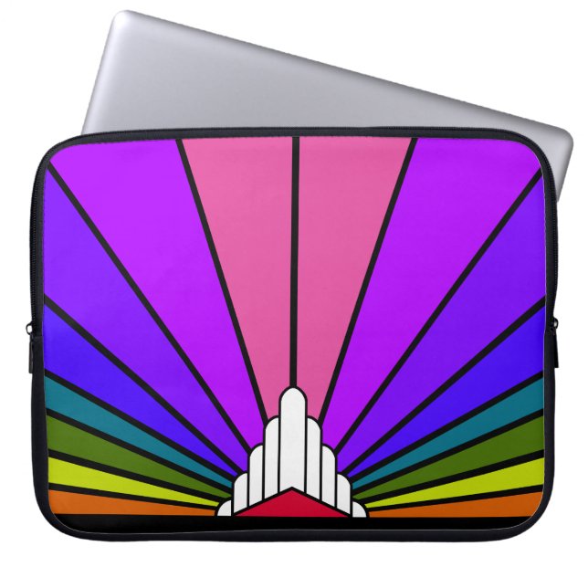 Capa Para Notebook Art deco sun em Eletrônicos arco-íris Bag (Frente)