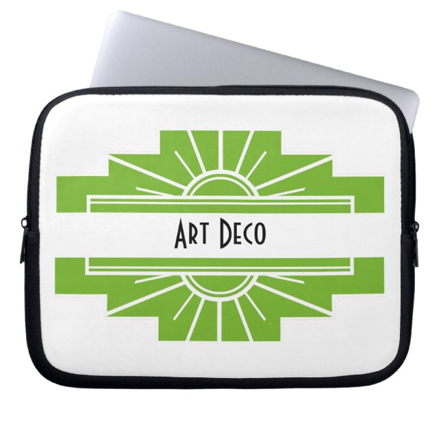 Capa Para Notebook Art Deco Sunburst Patterno em Branco e Laptop (Frente)
