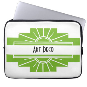 Capa Para Notebook Art Deco Sunburst Patterno em Branco e Laptop