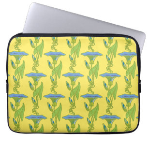 Capa Para Notebook Art Nouveau amarelo Ipomoea floral wallpaper damas