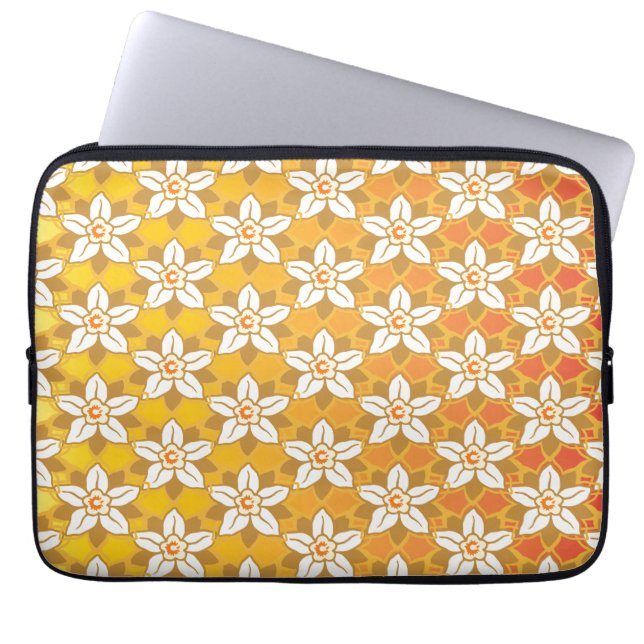 Capa Para Notebook Art Nouveau amarelo Jonquil floral wallpaper damas (Frente)