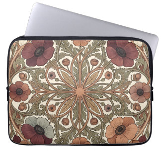 Capa Para Notebook Art Nouveau Anêmona Floral Circular