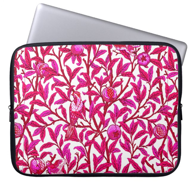 Capa Para Notebook Art Nouveau Bird e Pomegranato, Fuchsia Rosa (Frente)