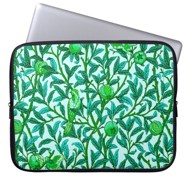 Capa Para Notebook Art Nouveau Bird e Pomegranato, Turquoise & Aqua (Frente)