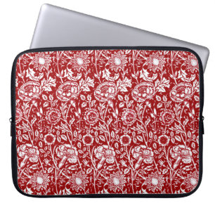 Capa Para Notebook Art Nouveau Carnação Damask, Red and White