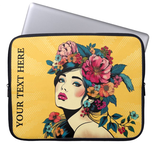 Capa Para Notebook Art Print women with flower wreath (Frente)