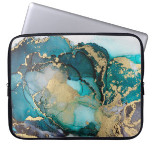 Capa Para Notebook Artabstrato de fluido de álcool Dourado a negro la