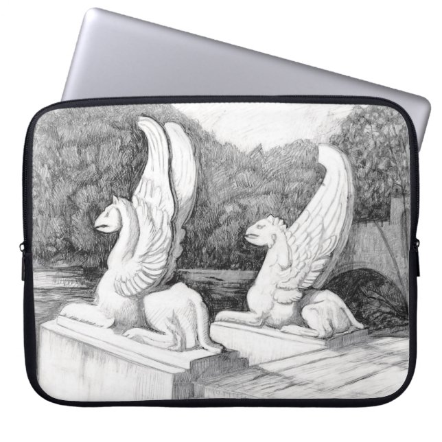 Capa Para Notebook Arte a lápis monocromática da escultura de Griffin (Frente)